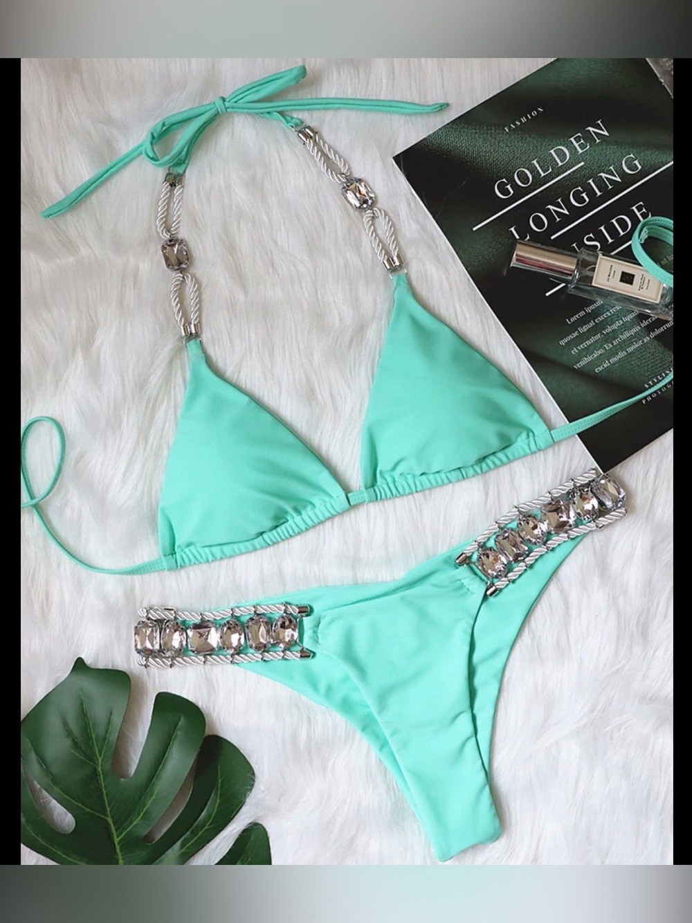 NWOT Gigi’s Zone Women's Teal Gemstone Triangle Bikini
